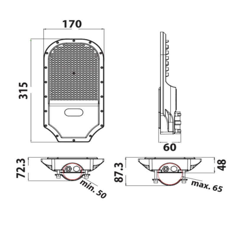 Консольний вуличний світлодіодний світильник ORLANDO PRO -50 50W  074-005-1050