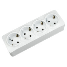 4-а розетка з заземленням  біла POWER MAX-4е