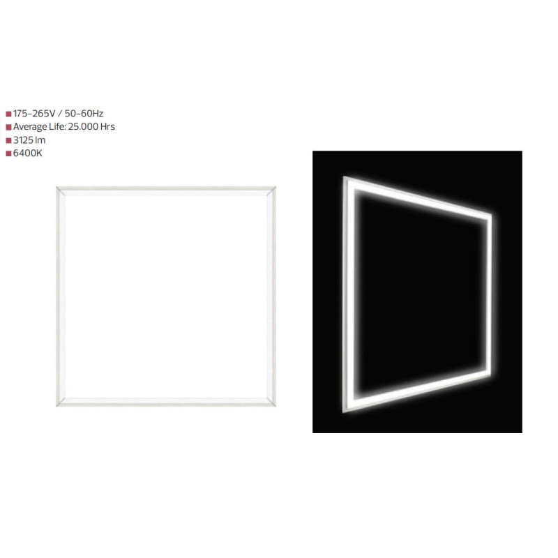 Врізний арт світильник  600*600 SMD LED "CAPELLA-48"  48 W  6400K панель біла